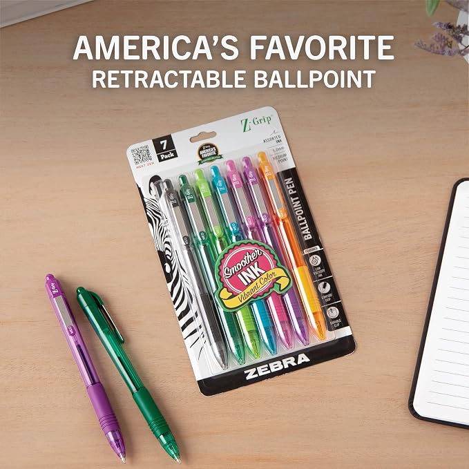 Zebra Pen Z-Grip Retractable Ballpoint Pen, Smooth-Flowing Assorted Fashion - Image 2