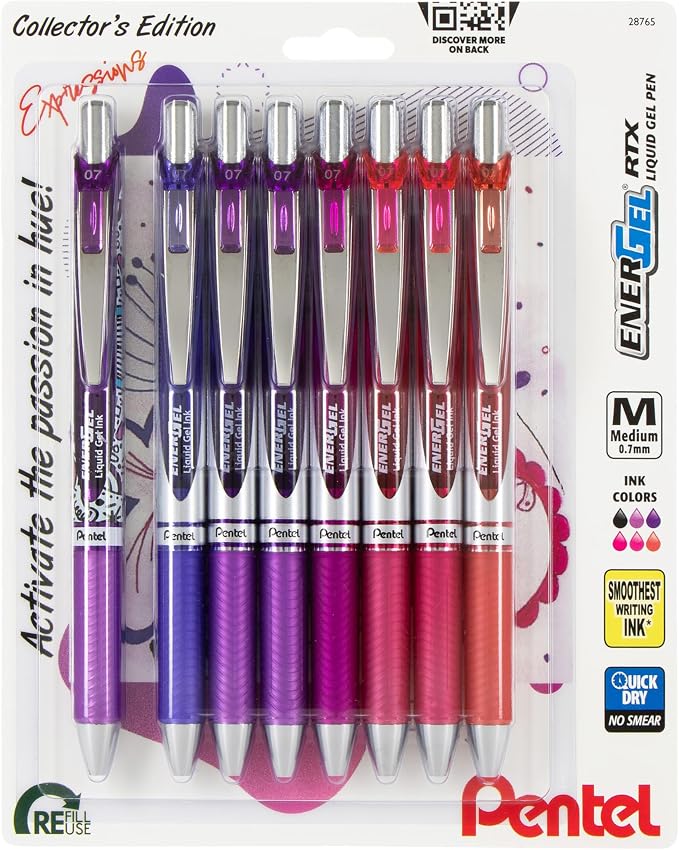 Pentel EnerGel RTX Retractable Liquid Gel Pen, Passion Expressions Pack by PentelofAmerica