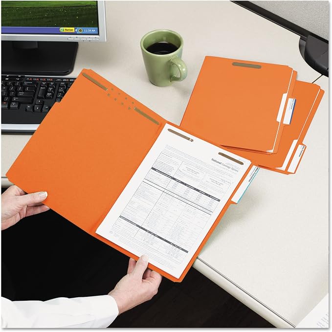 Smead Fastener File Folders, Reinforced 1/3-Cut Tabs, 2 Fasteners, Letter Size - Image 2