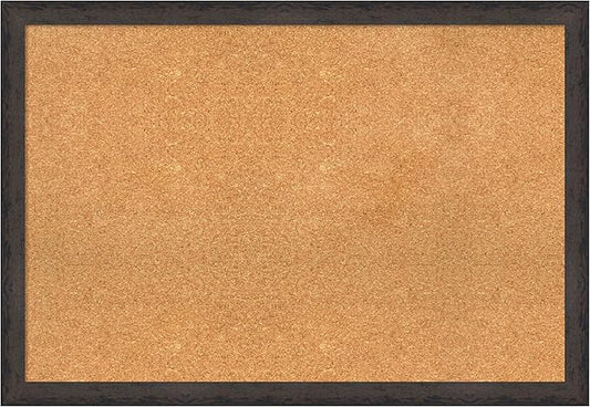 Amanti Art Natural Cork Board for Wall, 27x39 Vision Board with Black Wood Frame, Large Corkboard Office Decor for Home Organization, Modern Contemporary Corkboard Pinboard to display items for home-DeskLoop Office