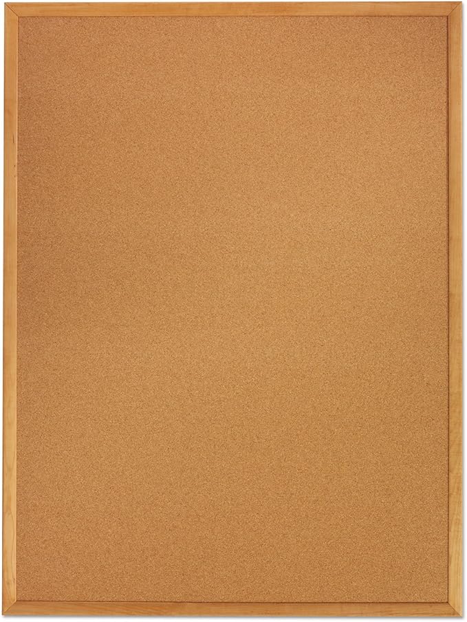 Quartet Cork Board, Bulletin Board, 5' x 3' Corkboard, Oak Finish Frame (305)-DeskLoop Office