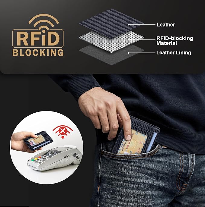 Travelambo Slim Wallet Front Pocket Minimalist Leather RFID Blocking Medium Size - Image 5