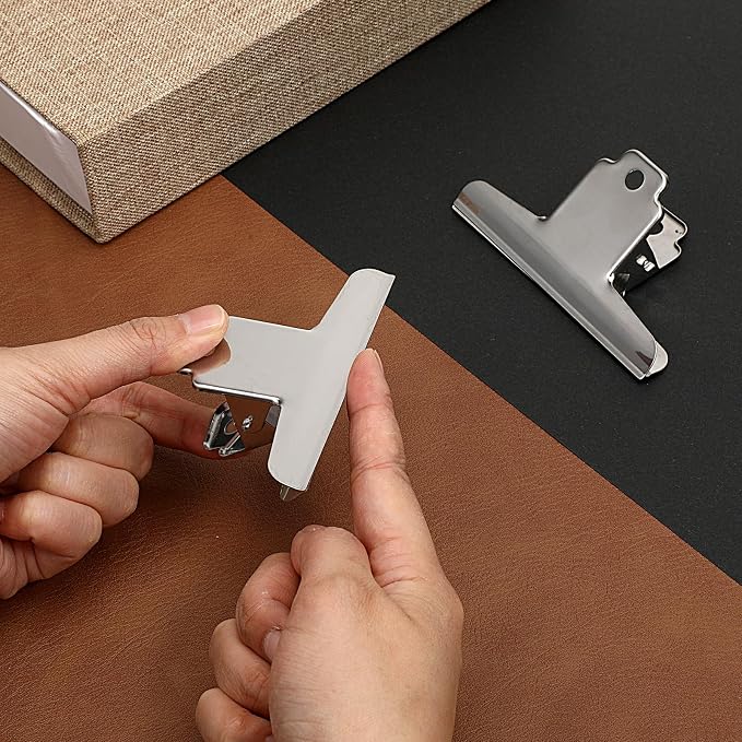 2 Pcs Silver Metal Bulldog Clips Dog Food Bag Clip 4" Wide Large Binder Paper - Image 4