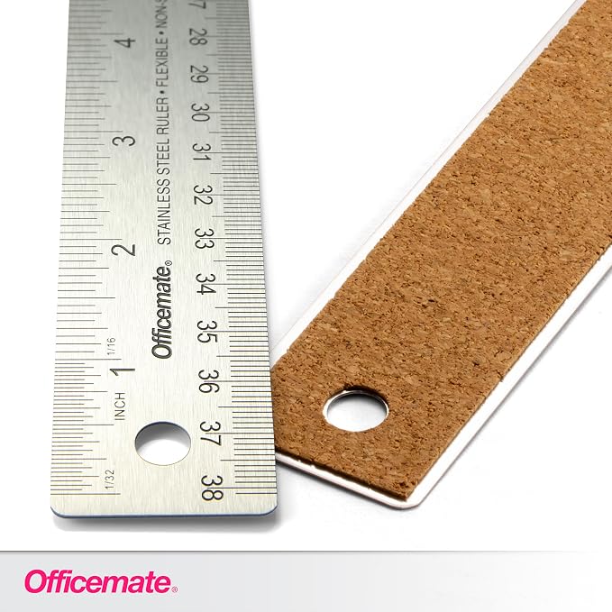 Officemate Classic Stainless Steel Metal Ruler, 15 inches - Image 2