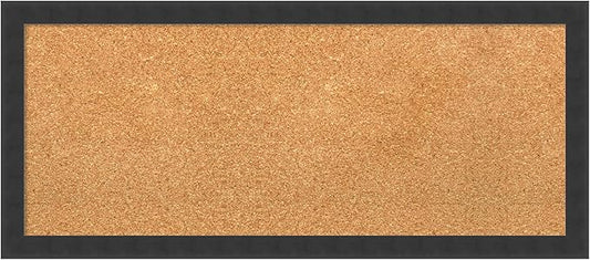 Amanti Art Natural Cork Board for Wall, 14x32 Vision Board with Black Wood Frame, Medium Corkboard Office Decor for Home Organization, Modern Contemporary Corkboard Pinboard to display items for home-DeskLoop Office