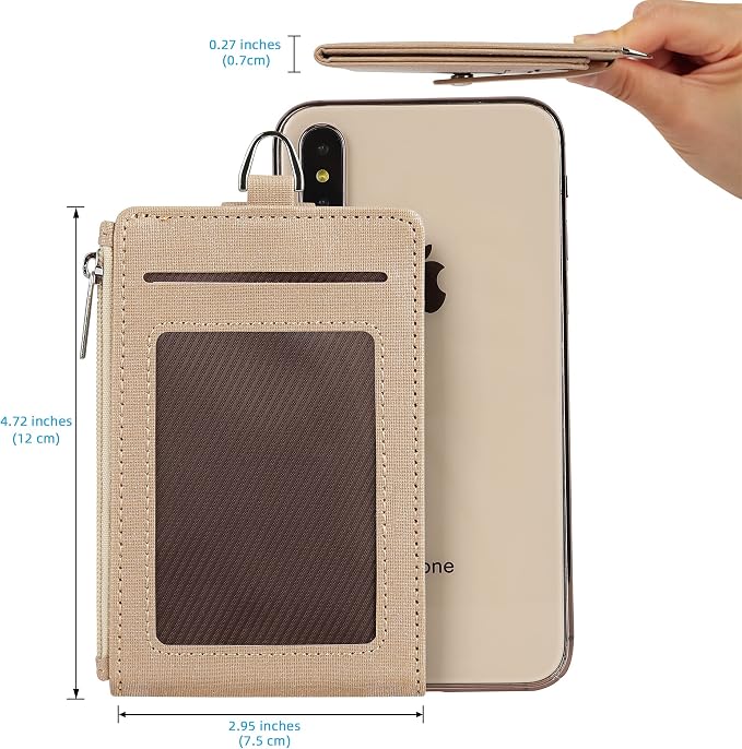 Women & Men Keychain Card Holder Case Zipper Slim Minimalist Front Pocket Wallet - Image 5