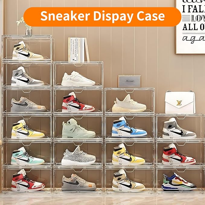 3 Pack Clear Acrylic Sneaker Shoe Display Case, Shoe Storage Boxes Stackable - Image 5