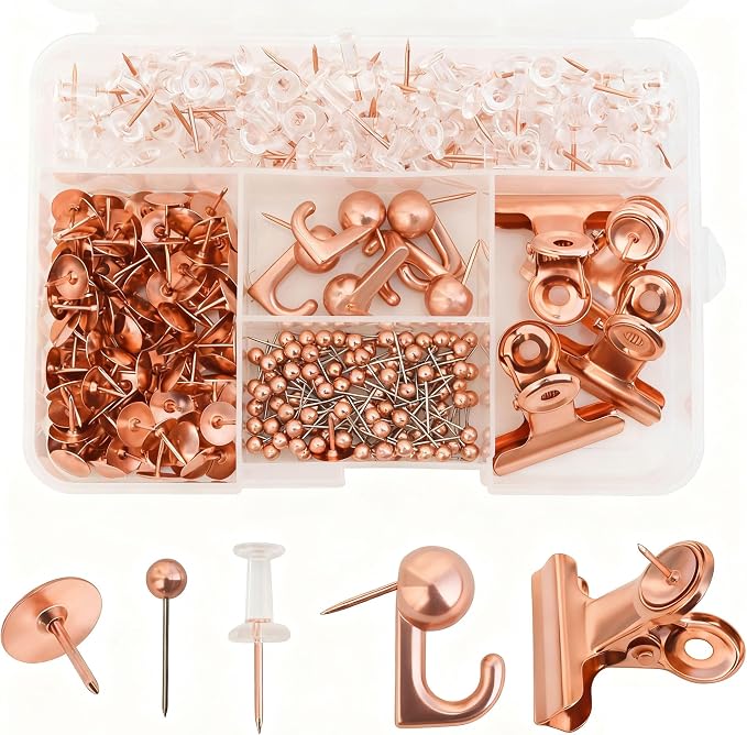 310 Piece Rose Gold Push Pin Set by YOUDEFUL