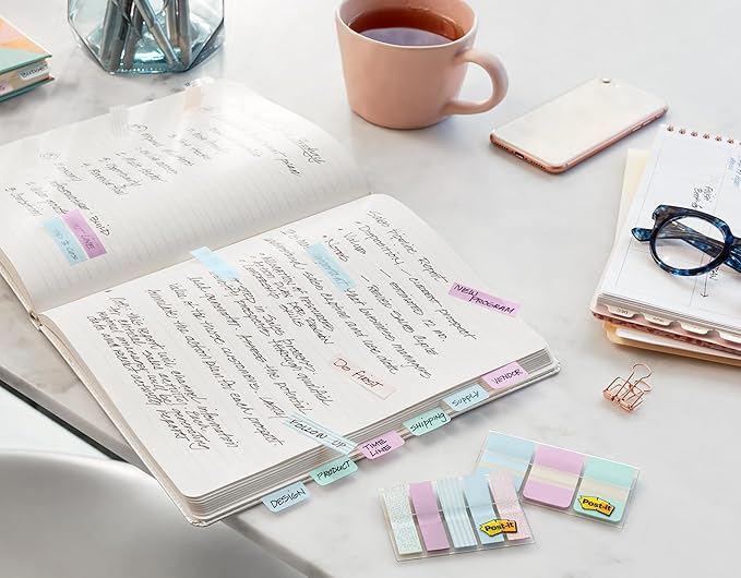 Post-it Sticky Tabs, 1 in. x 1.5 in., 4 Pads of Book Tabs in Assorted Bright - Image 3