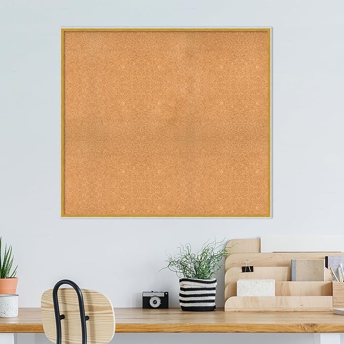 Amanti Art Natural Cork Board for Wall, 37x41 Vision Board with White Frame, Oversize Corkboard Office Decor for Home Organization, Modern Corkboard Pinboard to Display Items for Home Organization in-DeskLoop Office