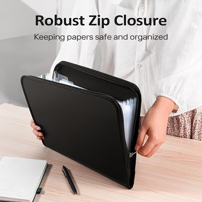 Sooez 7 Pockets Accordion File Organizer, Zipper Expanding File Folder - Image 2