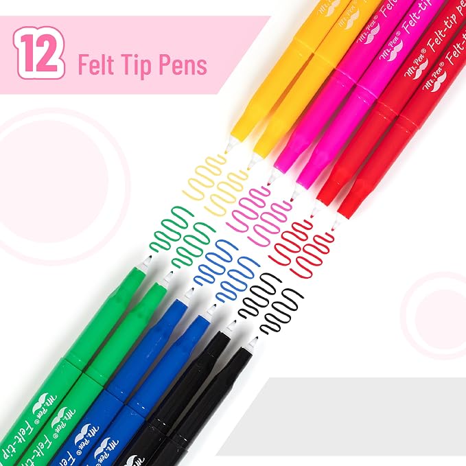 Mr. Pen- Felt Tip Pens, 12 Pack, 0.7 mm, Colorful Felt Tip Pens, Fast Dry | No - Image 2