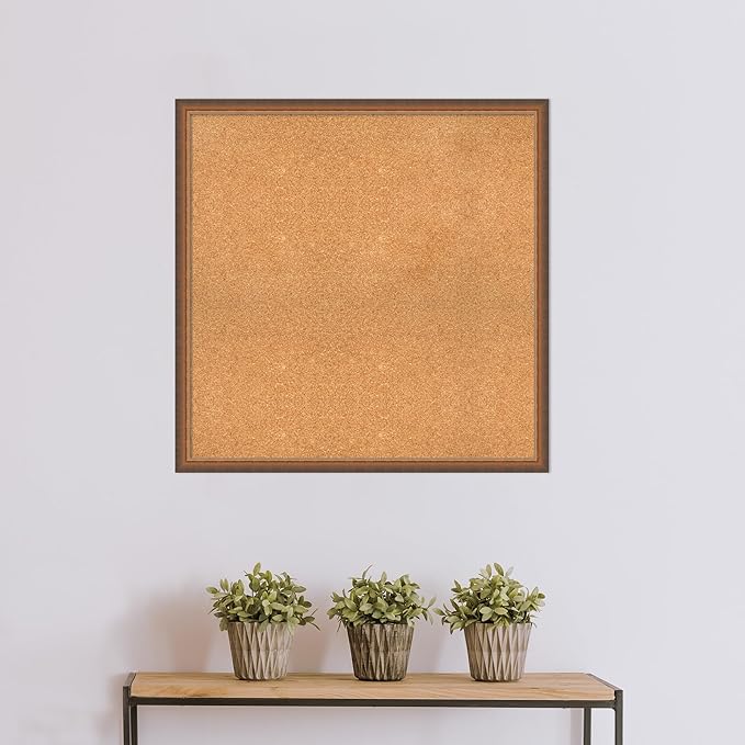 Amanti Art Natural Cork Board for Wall, 34x34 Vision Board with Bronze Frame, Large Corkboard Office Decor for Home Organization, Modern Corkboard Pinboard to Display Items for Home Organization in-DeskLoop Office