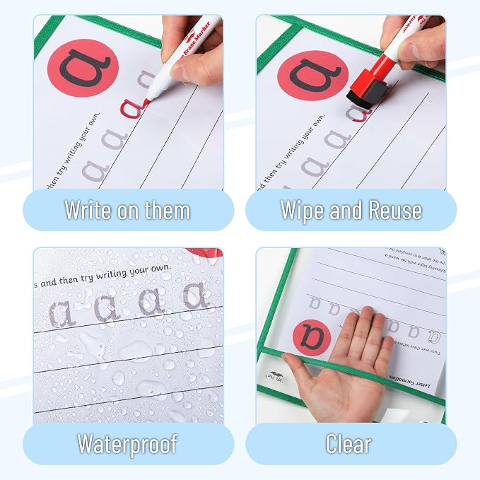 Mr. Pen- Reusable Dry Erase Pocket Sleeves, 6 Pack, Colorful | Clear Plastic - Image 6