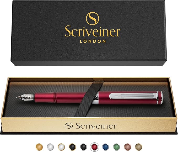 Scriveiner Luxury EDC Fountain Pen, Stunning Matt Red Pocket EDC - Image 9