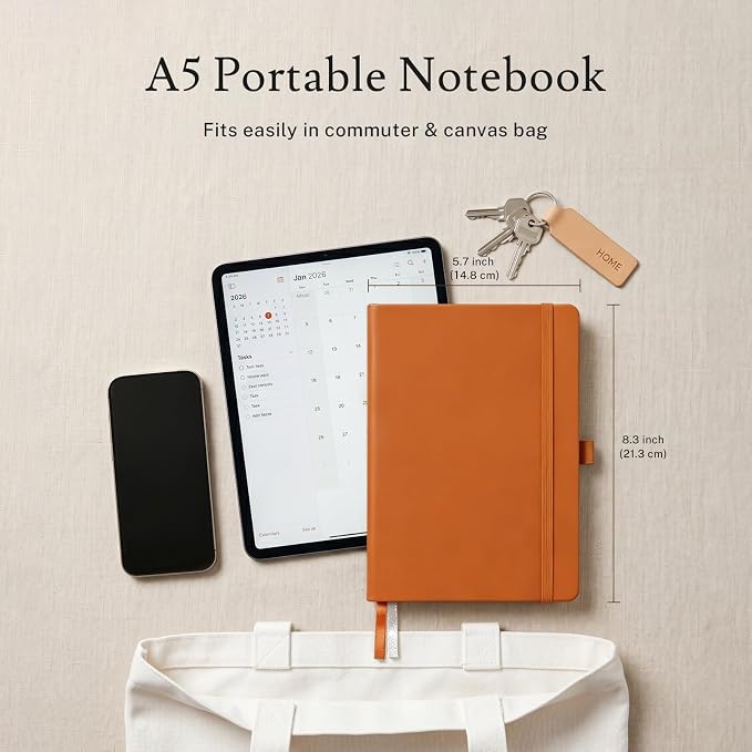 PAGELYST Dotted Journal Notebook, 200 Pages, 4 Pack Leather Bullet Journal - Image 4