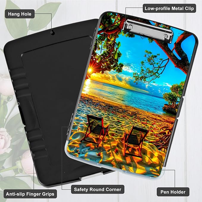 Beach Sunset A4 Clipboard with Storage Pen Holder, Clipboards Organizer Nursing - Image 5