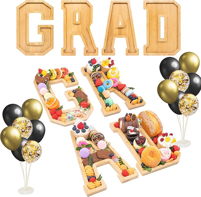 4PCS Wooden Graduation Decorations Number Charcuterie Board Box- GRAD by Nsoyos