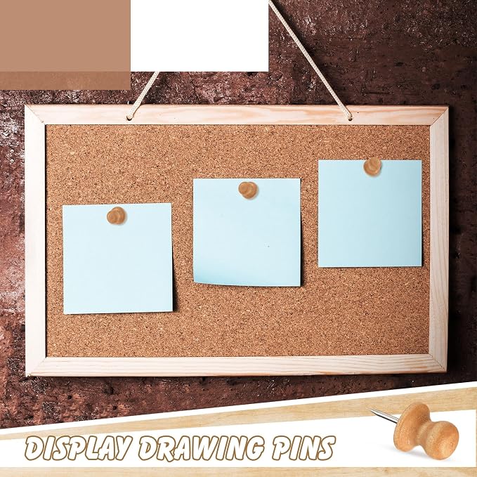 Sawysine 80 Pcs Wood Push Pins, Cute Thumb Tacks Decorative Push Pins - Image 7