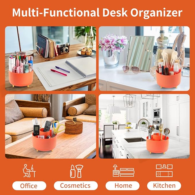 Desk Pencil Pen Holder, 5 Slots 360°Degree Rotating Pen Organizers - Image 5