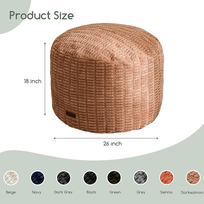 HIGOGOGO Pouf Ottoman Stuffed Round Modern Foam Filled Foot Rest Poufs - Image 2