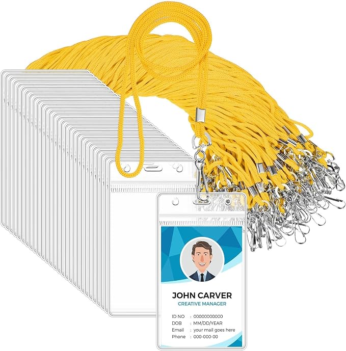 Marspark 100 Pack Lanyard with ID Holder Bulk, Waterproof Resealable Name Tag by Marspark