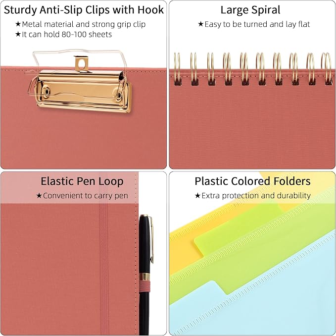 Ospelelf Red Foldable Spiral Clipboard Folio - Image 4