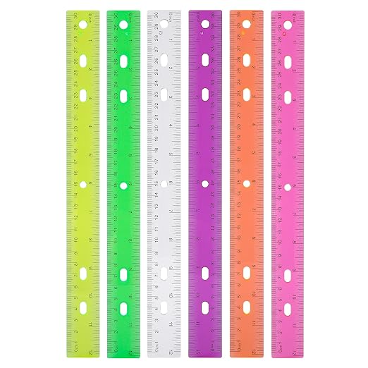 Rulers with Holes for Three-Ring Binders for School Supplies, Flexible Ruler 12 by Unknown