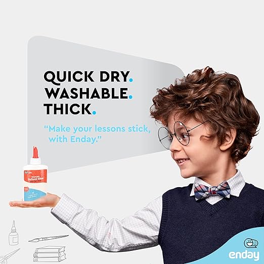 Liquid Glue (12 Pack) - 4 oz Washable School Glue, Bulk, Non-Toxic for Kids, for Slime, Arts and Crafts - by Enday-DeskLoop Office