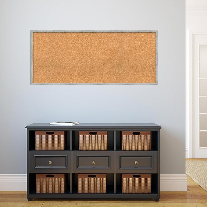 Amanti Art Natural Cork Board for Wall, 21x49 Vision Board with White Frame, Oversize Corkboard Office Decor for Home Organization, Cottage Corkboard Pinboard to Display Items for Home Organization-DeskLoop Office