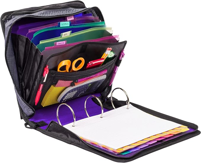 Case-it Mighty Zip Tab School Zipper Binder | 3-Inch O-Rings, 600-Sheet Capacity - Image 2