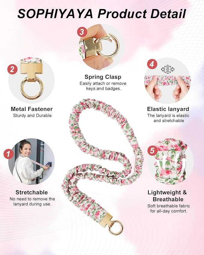 Scrunchie Lanyard for ID Badge Holder, Cute Teacher Lanyard for Women - Image 2