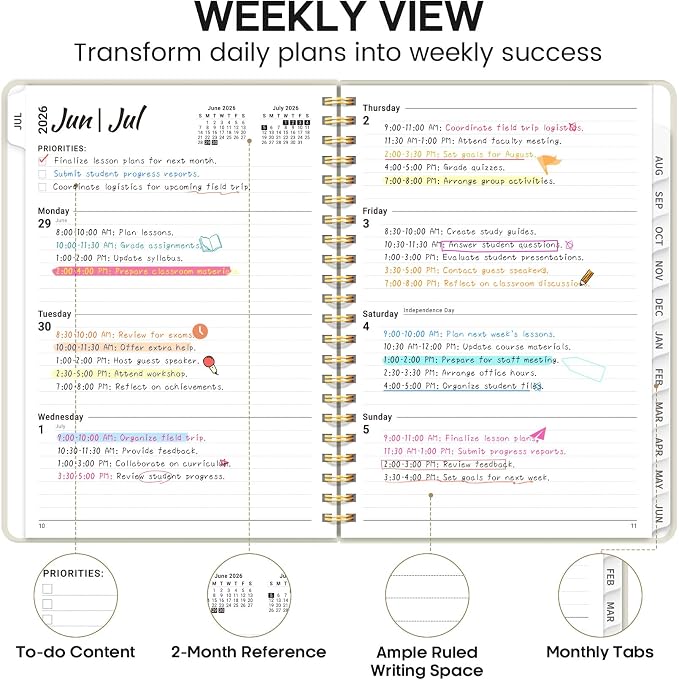 8.5" x 11" Academic Planner 2026-2027, Weekly & Monthly Calendar Planner Book - Image 3