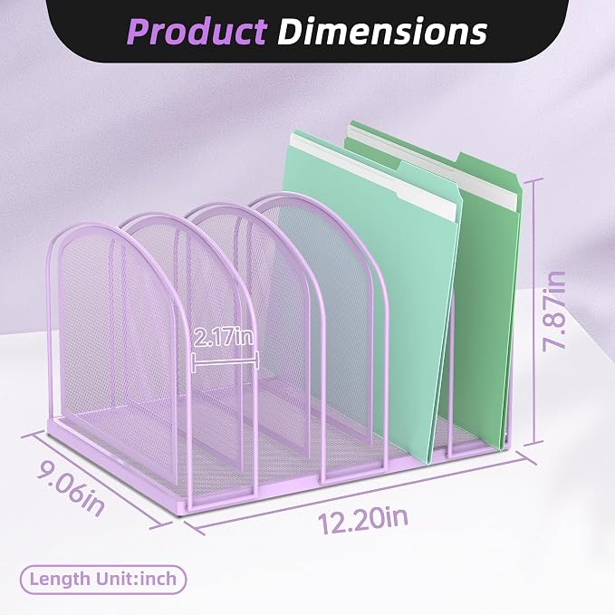 SUPEASY File Organizer 5-Section Mesh Desk Organizer, Upright File Organizer - Image 4