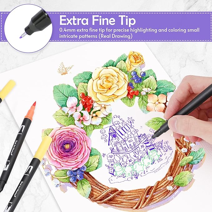 168 Colors Brush & Fine Dual Tip Watercolor Markers Set for Kids Adults Coloring Books No Bleeding Paint Pens For Drawing Note taking Planner Calligraphy Journaling Card Making Art Supplies-DeskLoop Office