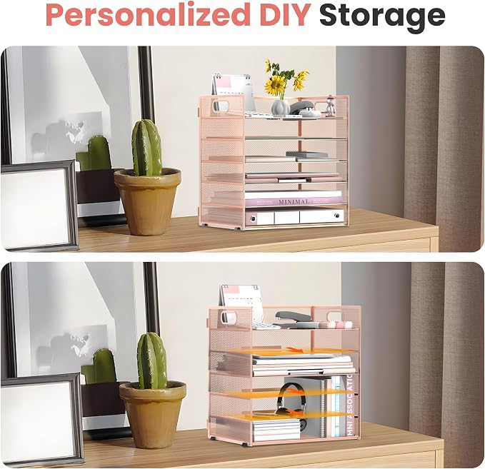 Daltack 6 Tier Paper Organizer for Desk, Paper Letter Tray Organizer for Desks - Image 3