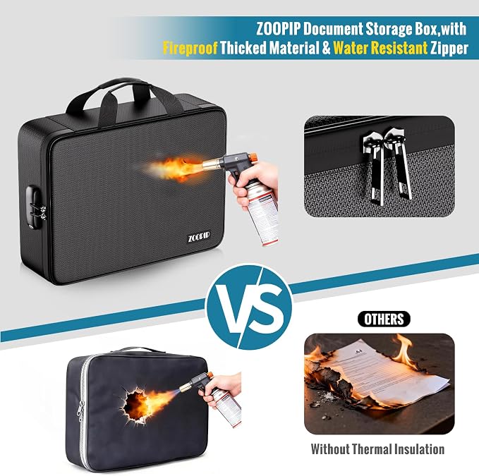 Fireproof Document Bag with Lock, 15.2”×11.4”×4.5” | Soft-Shell Document - Image 5