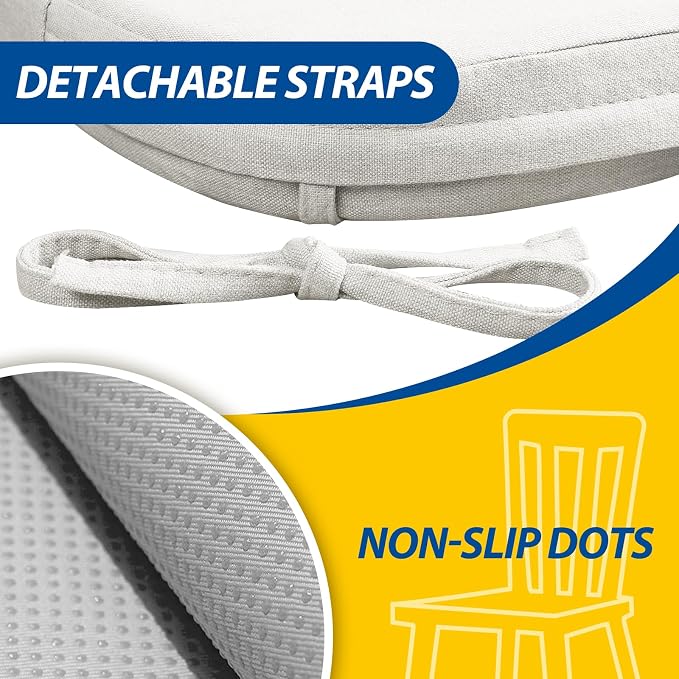 AAAAAcessories D-Shaped Chair Cushions, Machine-Washable Cover, Natural Linen - Image 5