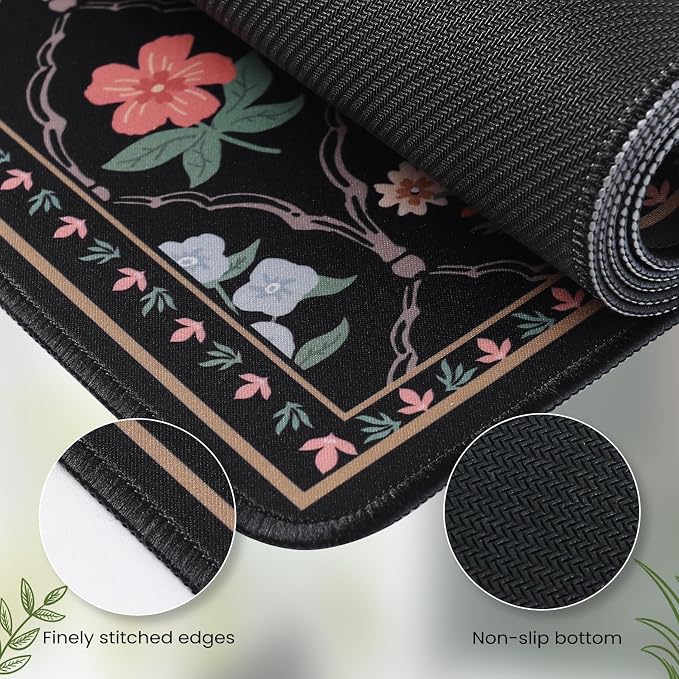 iCasso Floral Desk Pad Mat, Large Mouse Pad, Desk Matt - Image 6