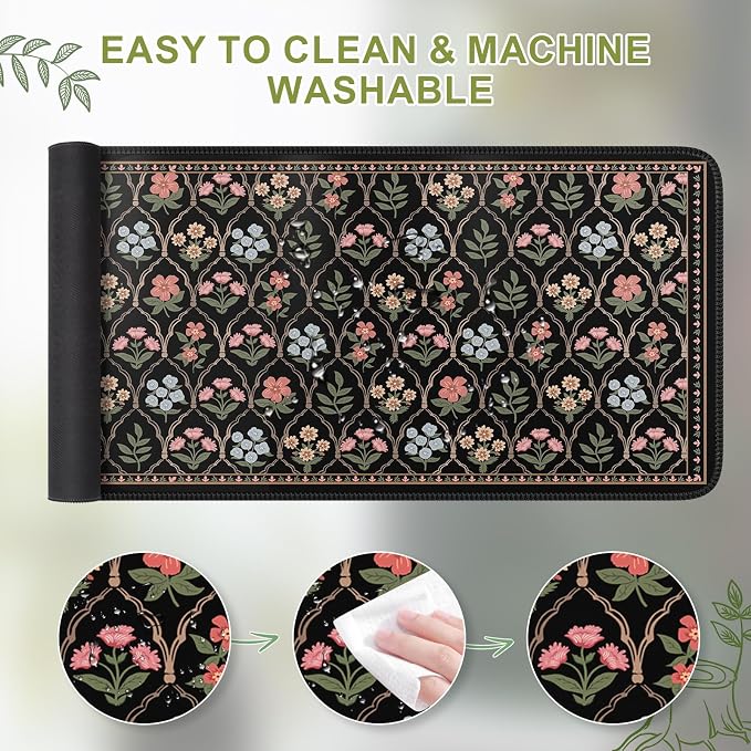 iCasso Floral Desk Pad Mat, Large Mouse Pad, Desk Matt - Image 5
