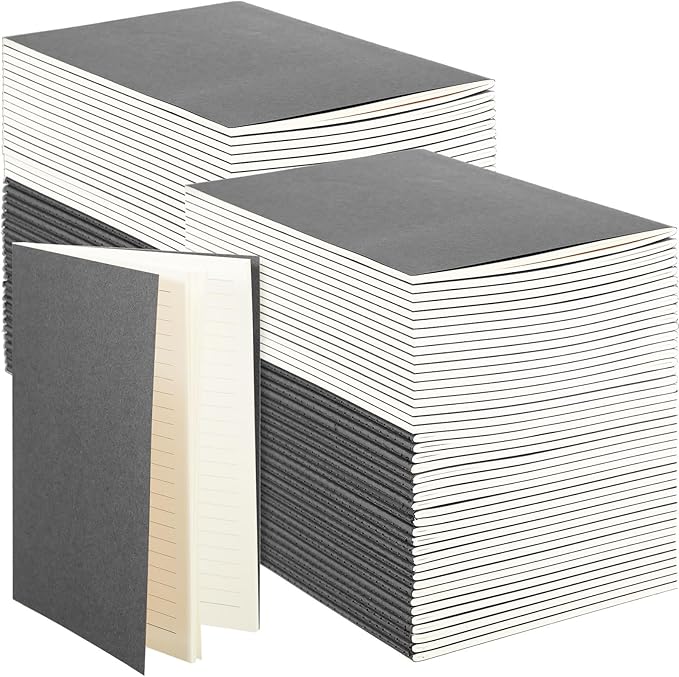 100 Pcs Kraft Notebook Journals 5.5 Inch x 8.3 Inch A5 Softcover Notebooks Bulk for Writing Sketch Office Notepad with 60 Pages 30 Sheets (Multicolor,Lined)(Grey,Lined)-DeskLoop Office