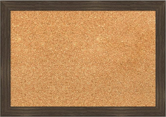 Amanti Art Natural Cork Board for Wall, 14x20 Vision Board with Brown Wood Frame, Small Corkboard Office Decor for Home Organization, Casual Corkboard Pinboard to Display Items for Home Organization-DeskLoop Office