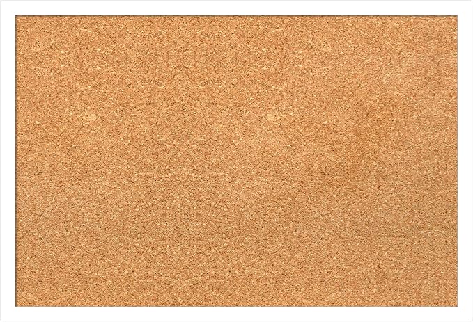 Amanti Art Natural Cork Board for Wall, 17x25 Vision Board with White Frame, Medium Corkboard Office Decor for Home Organization, Modern Corkboard Pinboard to Display Items for Home Organization in-DeskLoop Office