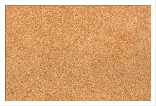 Amanti Art Natural Cork Board for Wall, 17x25 Vision Board with White Frame, Medium Corkboard Office Decor for Home Organization, Modern Corkboard Pinboard to Display Items for Home Organization in-DeskLoop Office