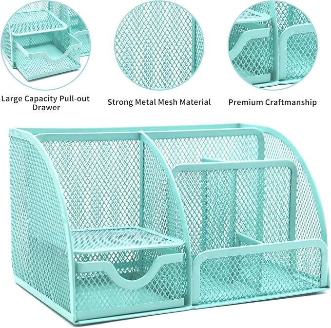 12 in 1 Green Desk Organizers & Accessories Set, Office Supplies Include Stapler - Image 4