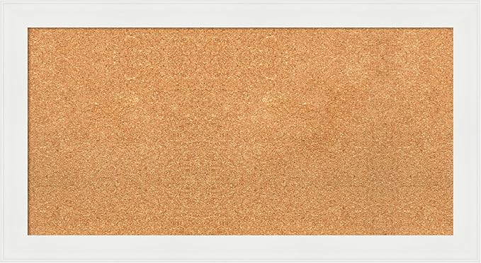 Amanti Art Natural Cork Board for Wall, 19x35 Vision Board with White Frame, Medium Corkboard Office Decor for Home Organization, Casual Corkboard Pinboard to Display Items for Home Organization in-DeskLoop Office