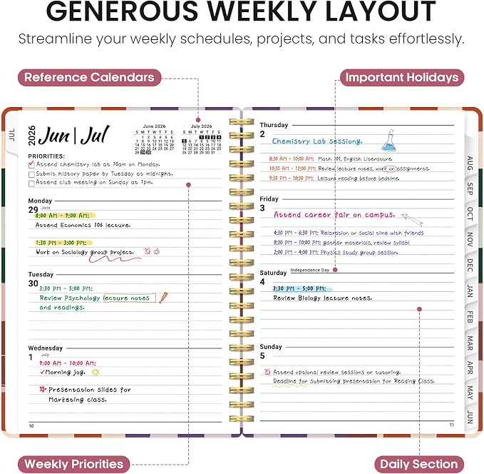 Planner 2026-2027, Academic Year Monthly and Weekly Calendar Planner, Jul 2026 - Image 3
