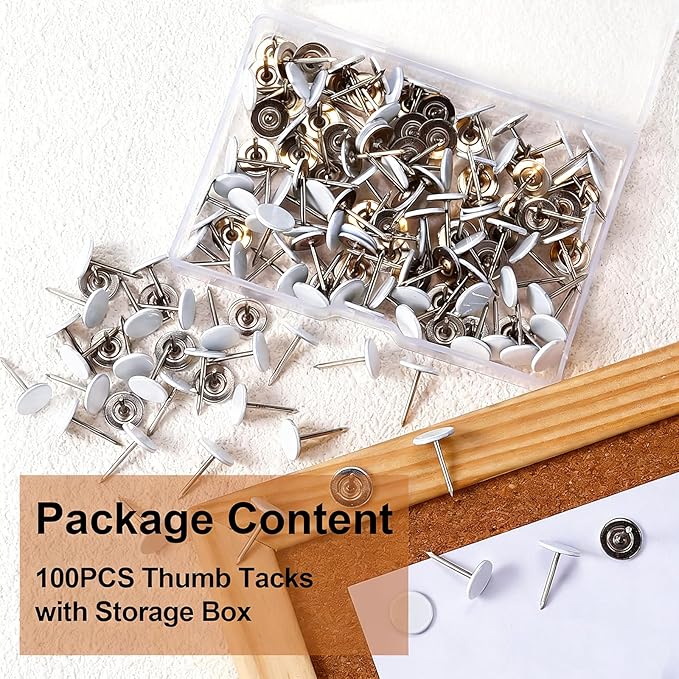White Heavy Duty Thumb Tacks, Extra Long Push Pins - Image 5