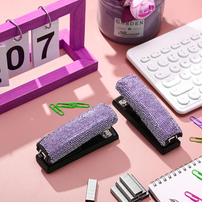 Yexiya Purple Sparkle Bling Stapler - Image 3