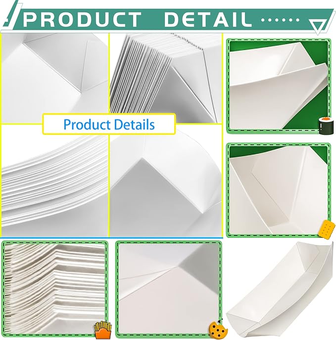 200 Pack White 1/4Lb Paper Food Boat Trays Disposable Small Paper Boats Plates - Image 5
